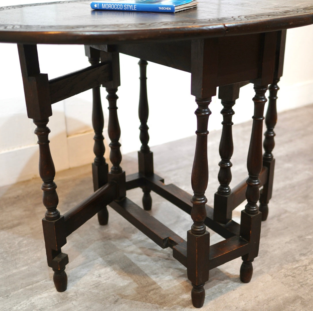 ゲートレッグ バタフライテーブル 英国アンティーク 中古 机 伸長式