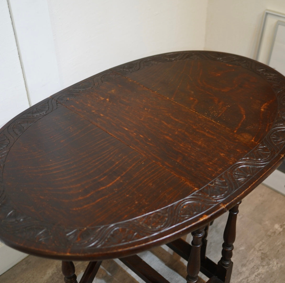 ゲートレッグ バタフライテーブル 英国アンティーク 中古 机 伸長式