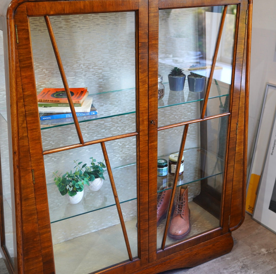 英国 アンティーク ガラスショーケース 飾り棚 キャビネット