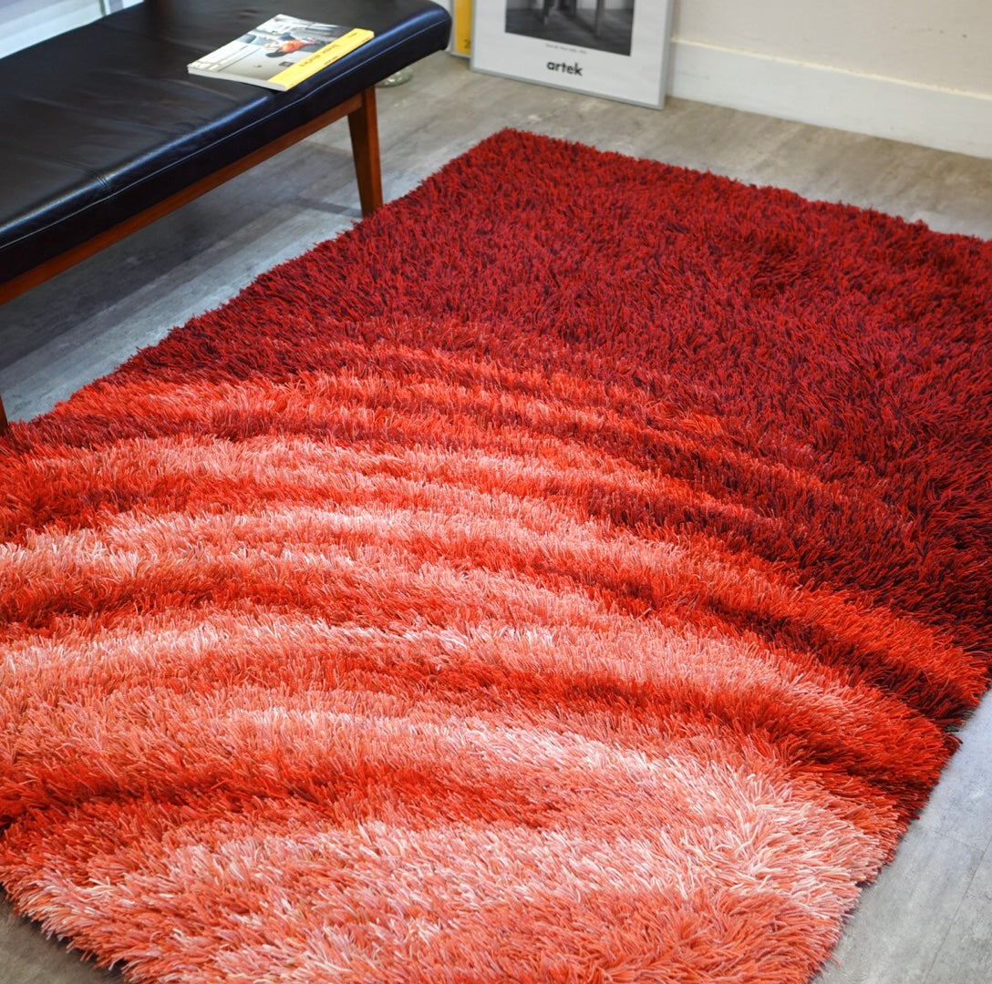 オリエンタルカーペット 山形緞通  手刺し NAMI Mandarin Red Dark ラグマット 絨毯 140×200