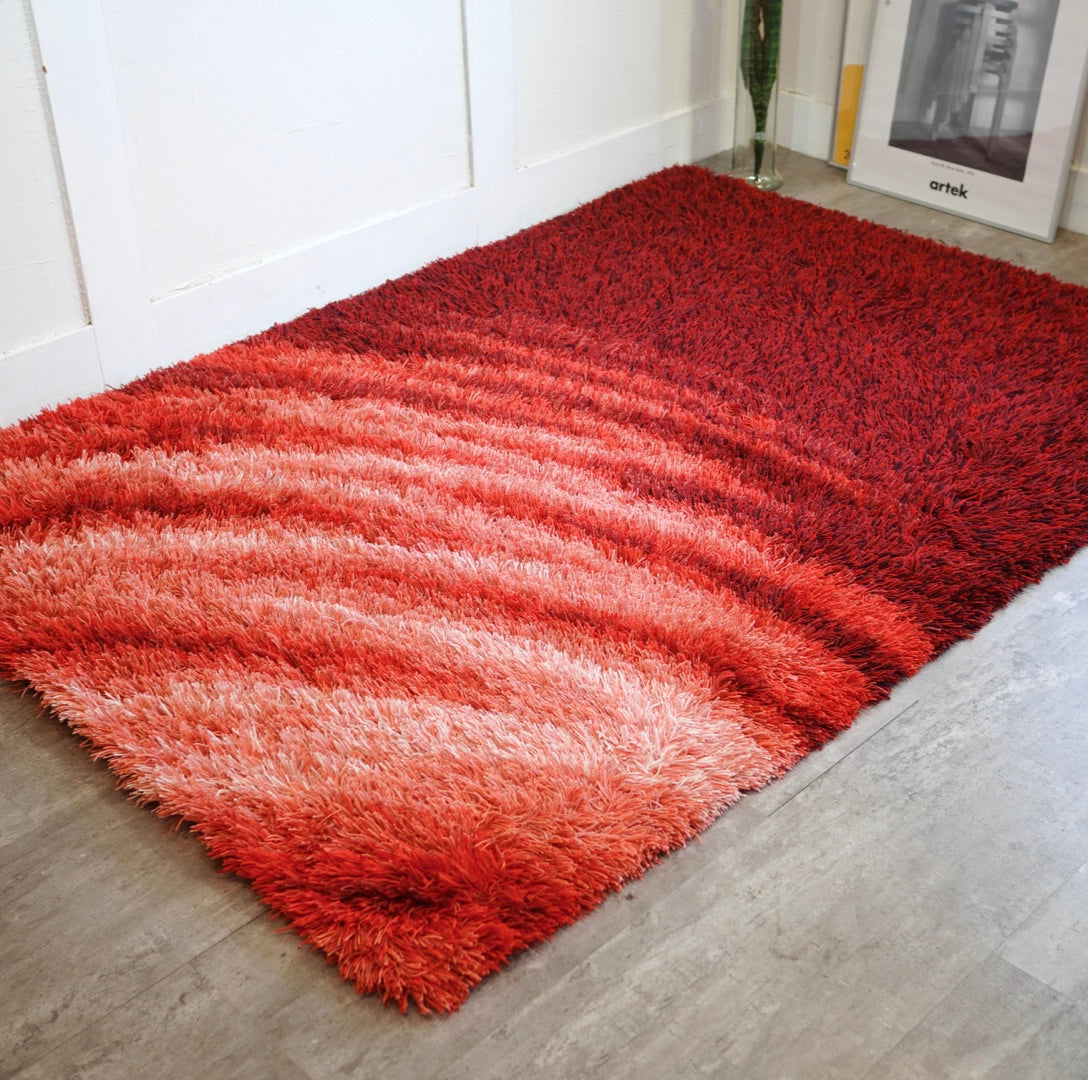 オリエンタルカーペット 山形緞通  手刺し NAMI Mandarin Red Dark ラグマット 絨毯 140×200