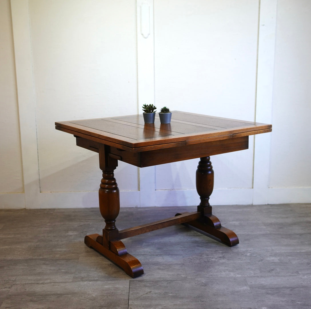英国アンティーク ドローリーフテーブル 伸長式ダイニングテーブル バルボスレッグ