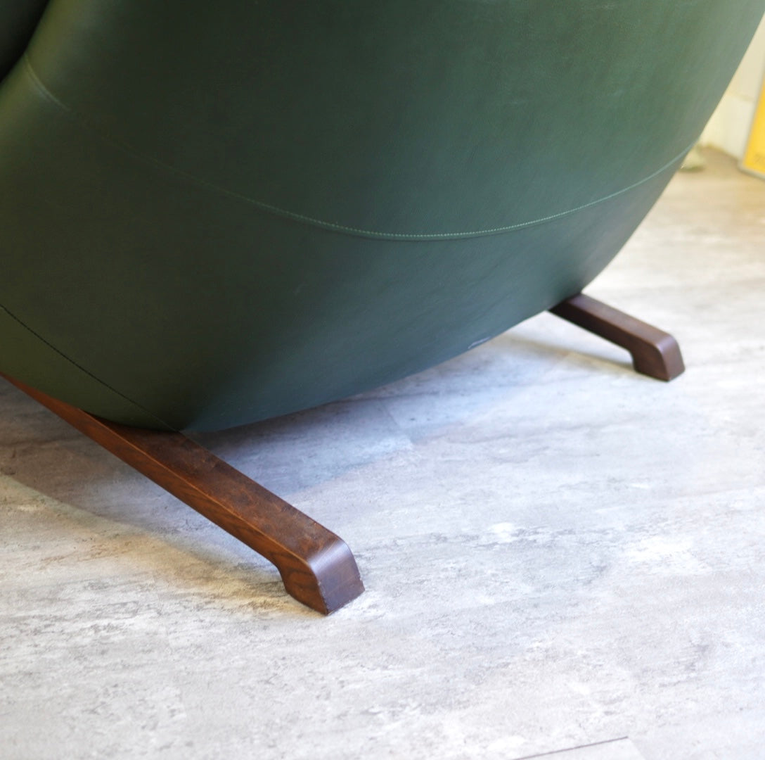 カリモク / karimoku ハイバック カウチソファ 本革 グリーン ゆったり