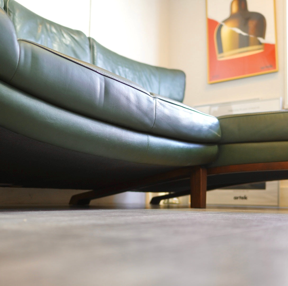 カリモク / karimoku ハイバック カウチソファ 本革 グリーン