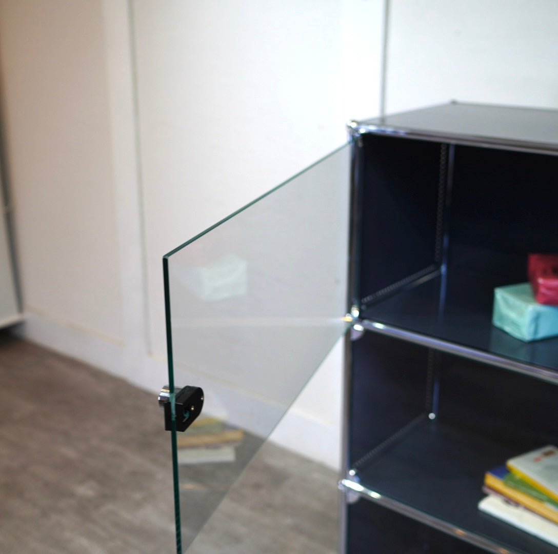 USMハラー / USM Haller モジュラーキャビネット 1列3段 ガラスドア サイドボード ネイビーグレー