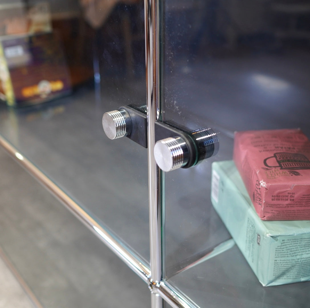 USMハラーHallerガラスドアセット・メタルパネル用金具付き USM Haller USMハラー キャビネット 2列×3段 ガラスドア鍵付き 入荷