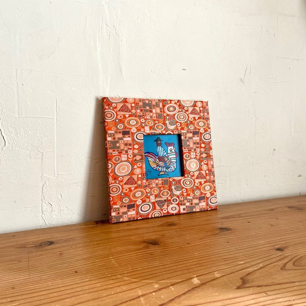 柚木沙弥郎 ガラス絵 「メキシコの鳥と人形」 アート 絵画 一点もの