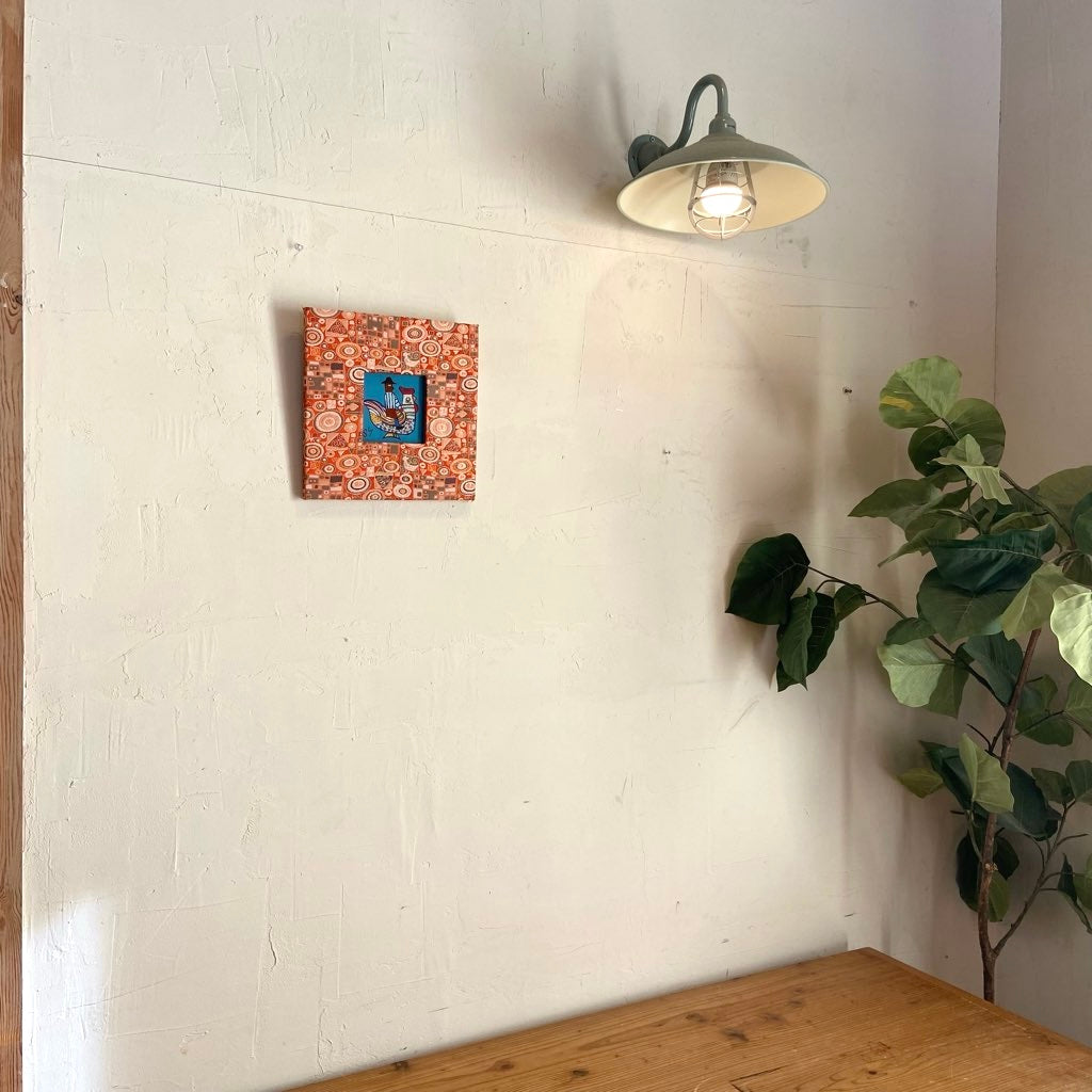 柚木沙弥郎 ガラス絵 「メキシコの鳥と人形」