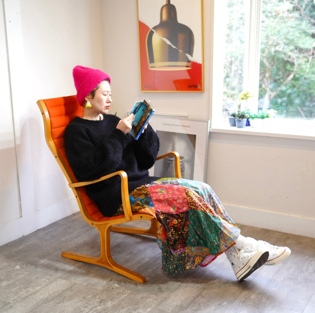 天童木工 ヘロン ハイバックチェア オレンジ ヴィンテージ 中古 名品