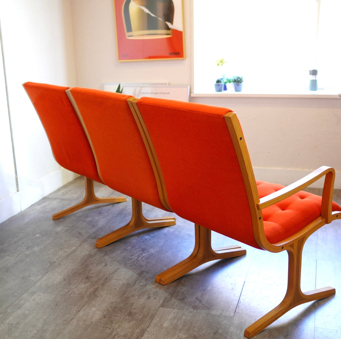 天童木工 ヘロン 3Pソファ ハイバック 3人掛 オレンジ ヴィンテージ