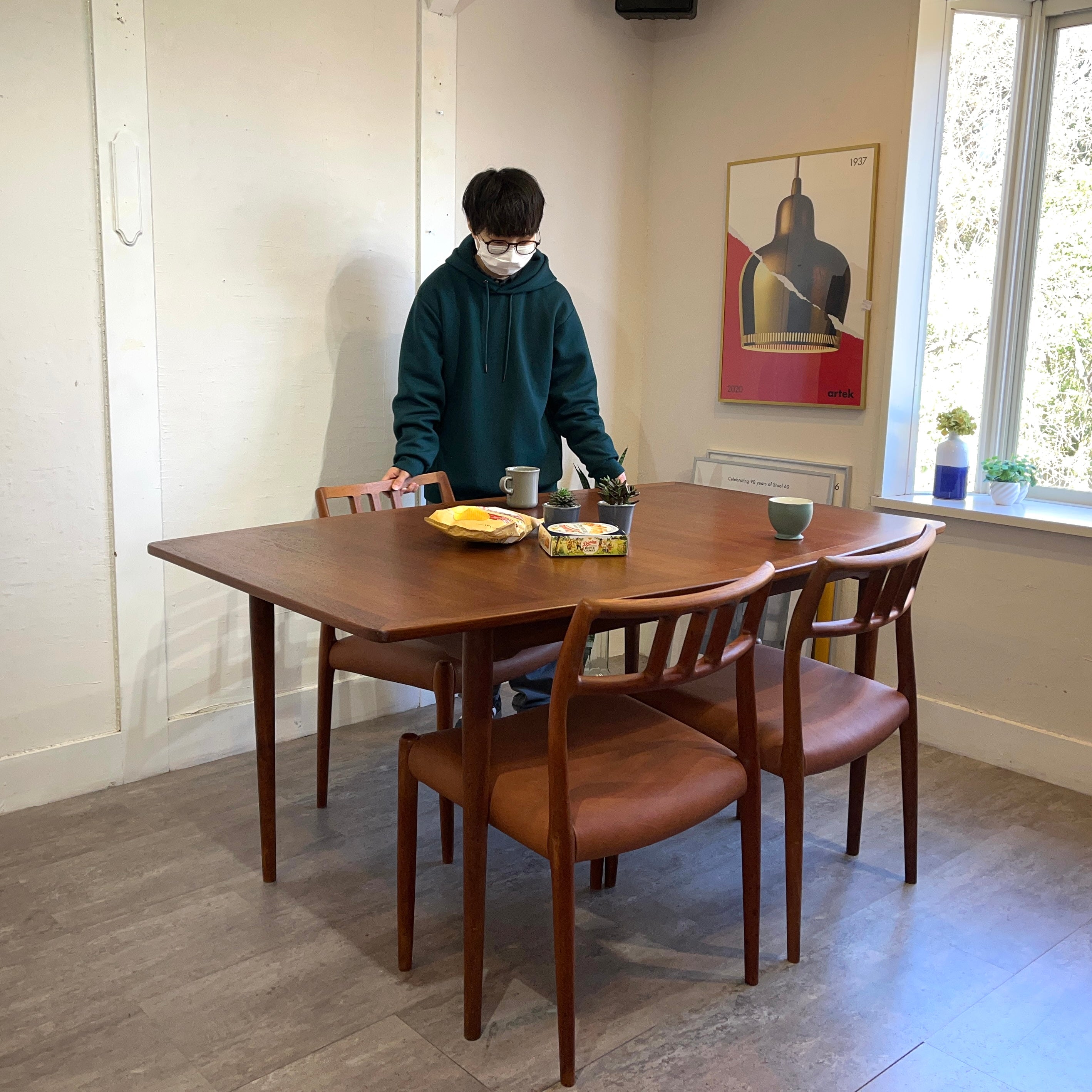 チーク材 伸長式 ダイニングテーブル ヴィンテージ