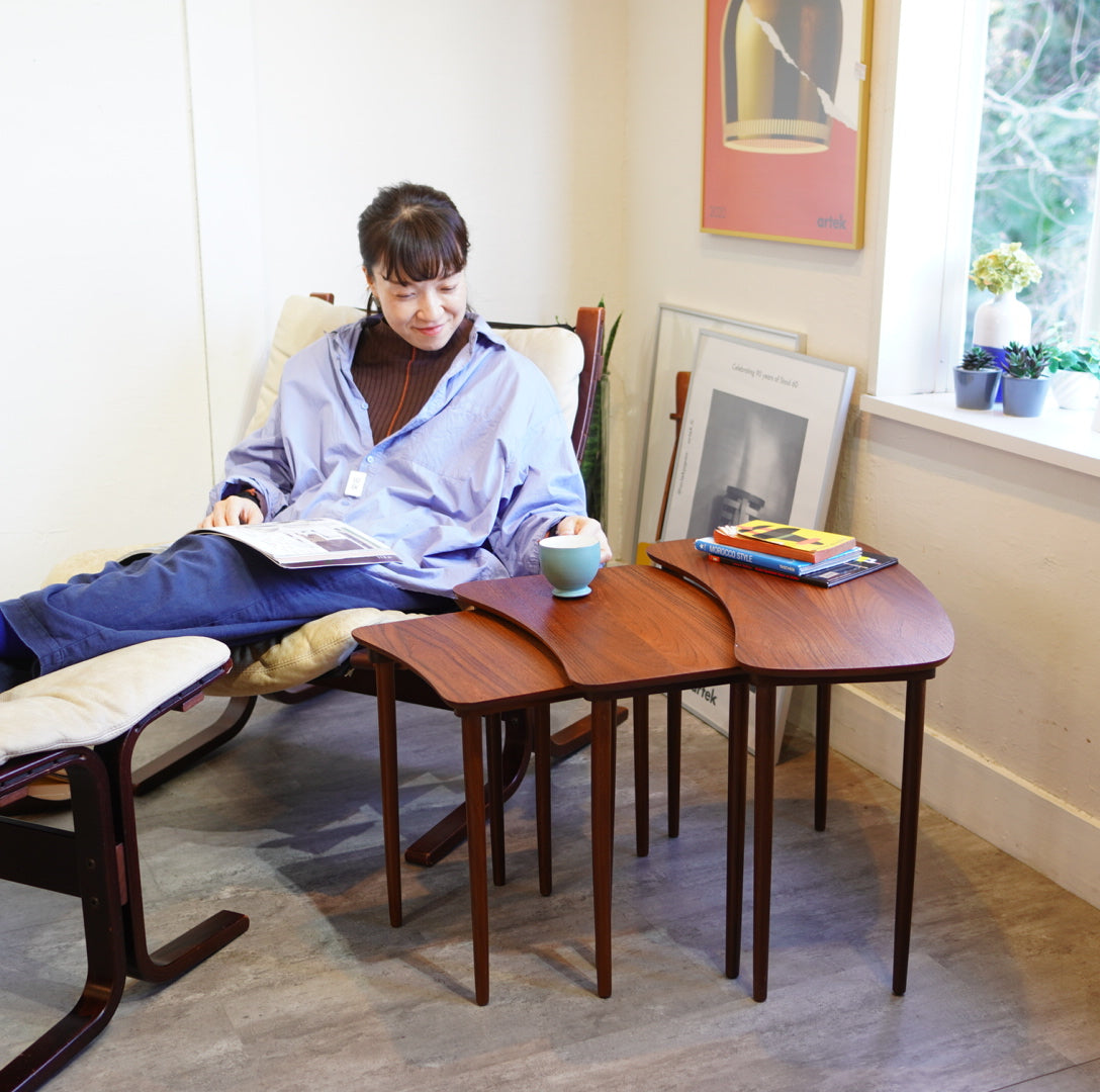 北欧ヴィンテージ ネストテーブル キドニーテーブル ビーンズテーブル コーヒーテーブル デンマーク チーク材