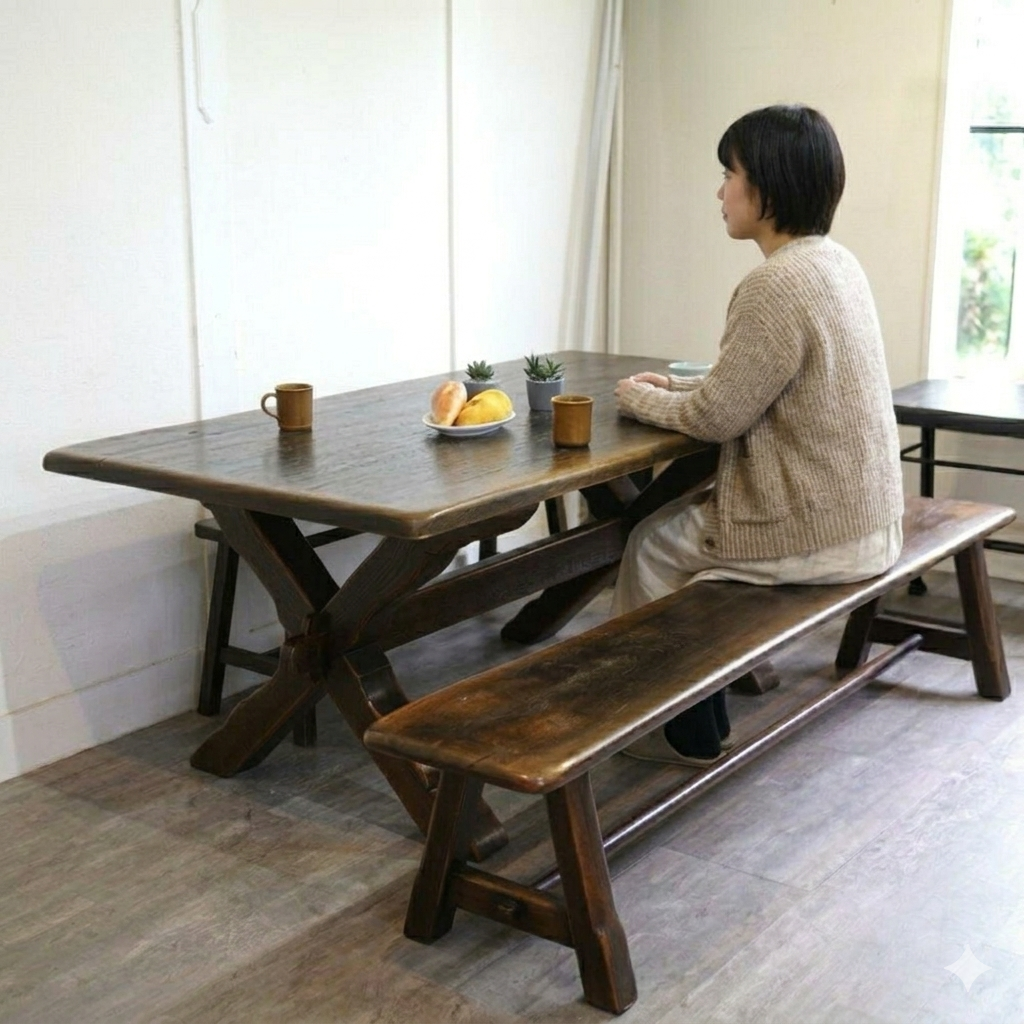 飛騨産業 / HIDA プロヴィンシャル タバーンテーブル Xフレーム オーク無垢材
