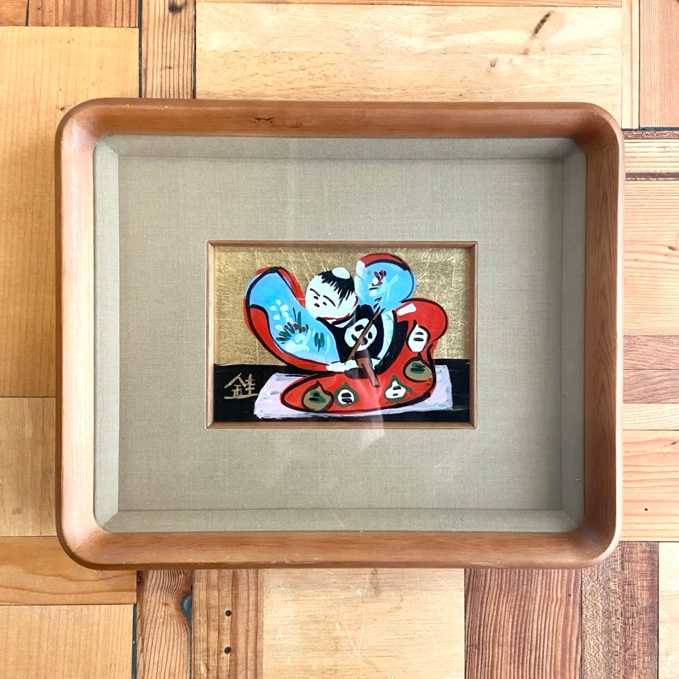 芹沢銈介  ガラス絵 「三春人形」1965年