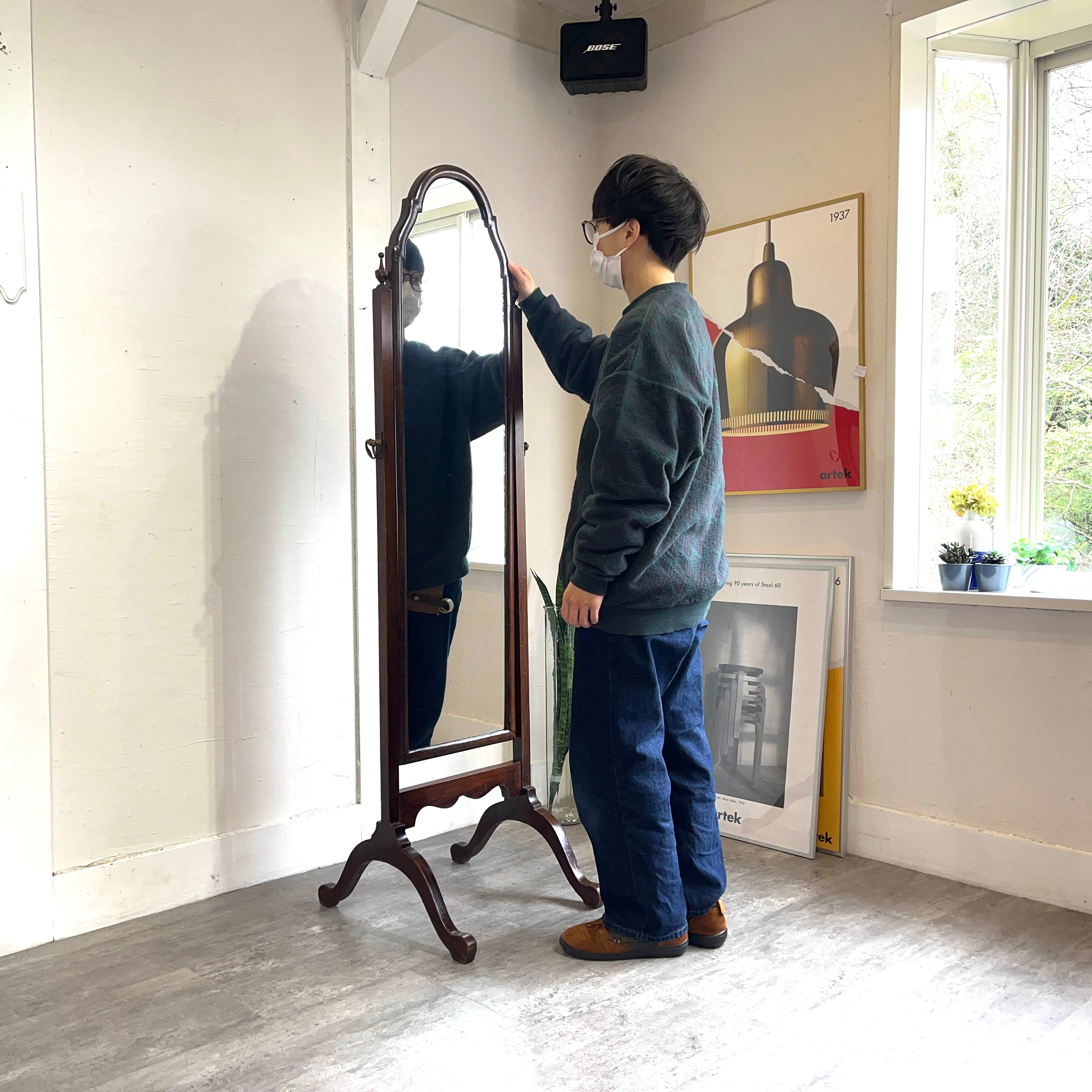 スタンドミラー 全身鏡 アンティーク