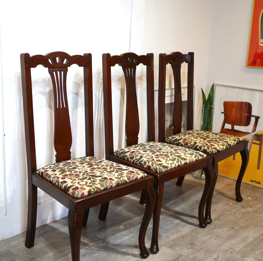 アンティーク ダイニングチェア 椅子 花柄