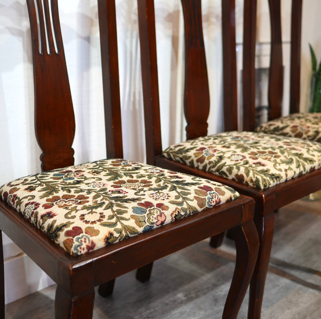 アンティーク ダイニングチェア 椅子 花柄