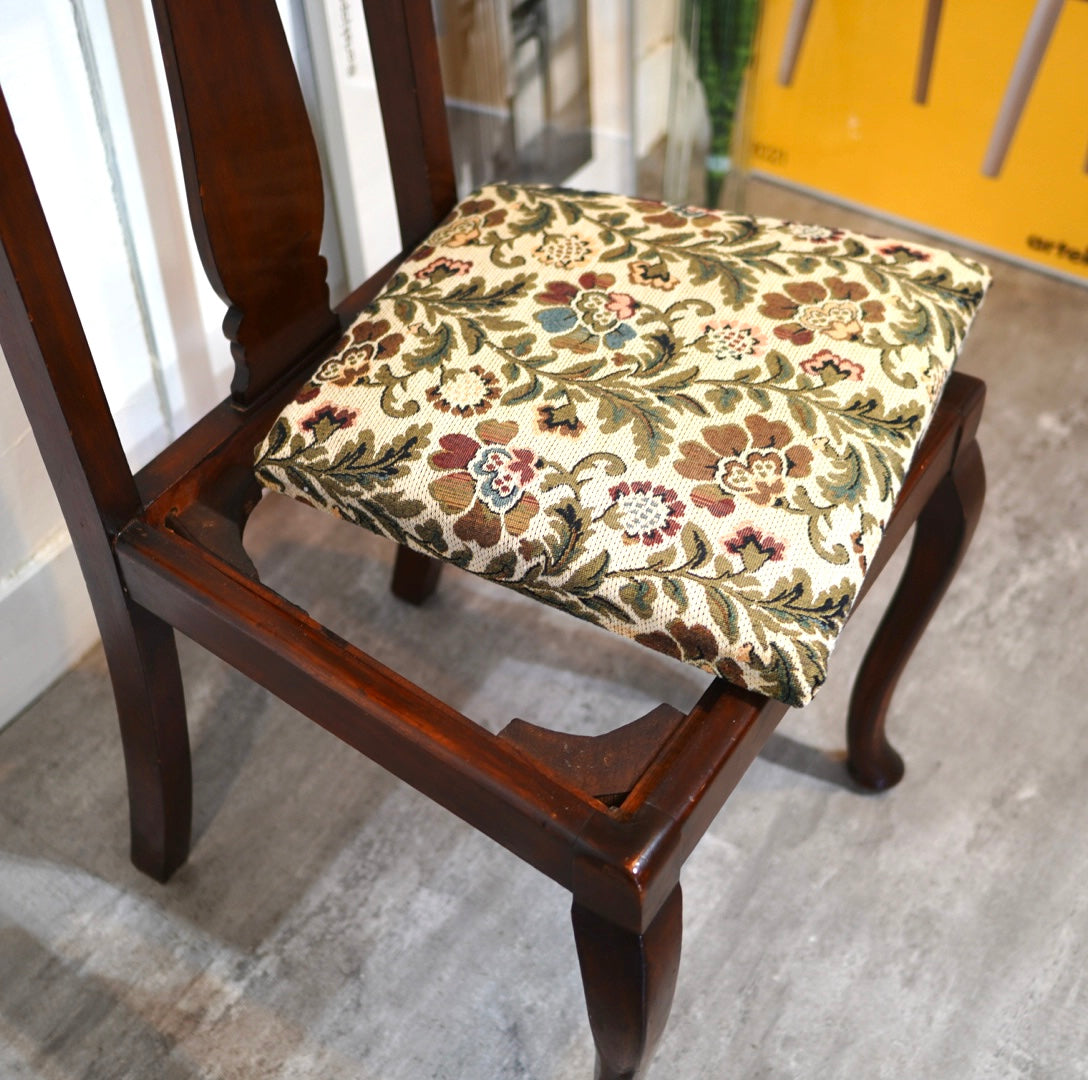 アンティーク ダイニングチェア 椅子 花柄 中古 木 クラシック