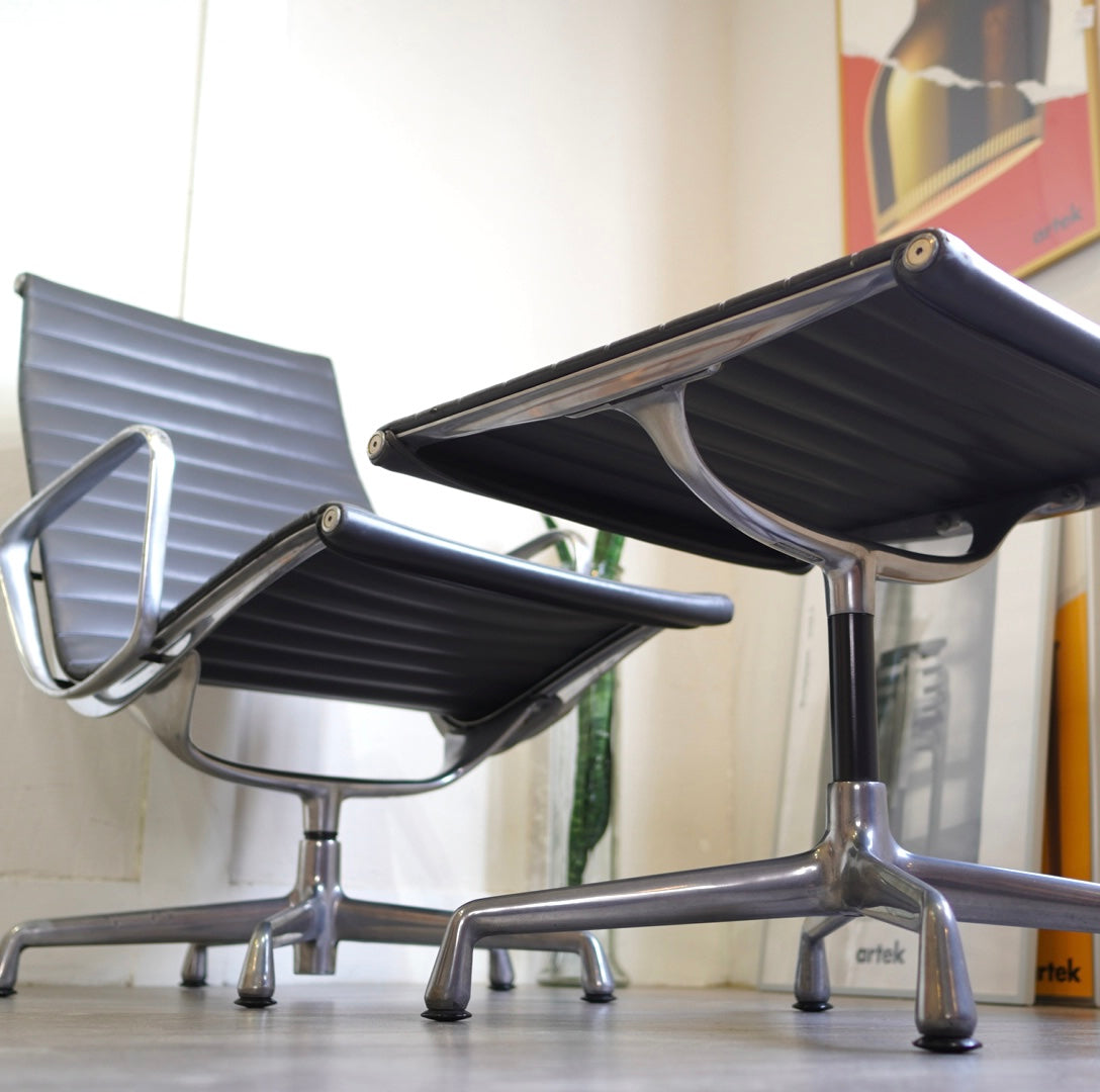 ハーマンミラー / Herman Miller アルミナムグループ ラウンジチェア&オットマン ブラック ヴィンテージ