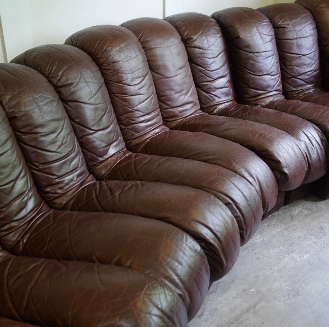 モビリア / mobilia デセデ スネークソファ 13連 本革 ヴィンテージ