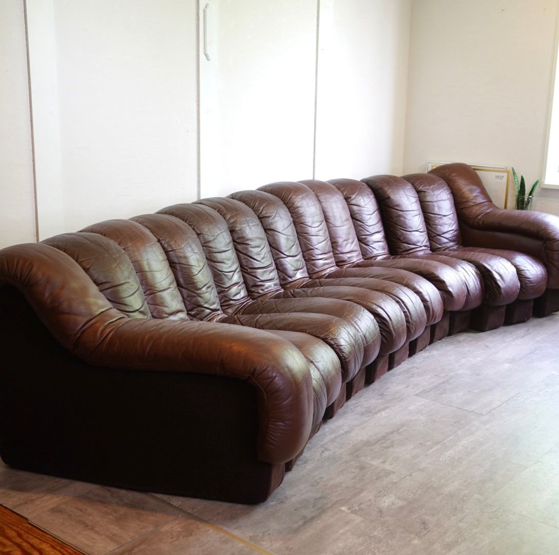 モビリア / mobilia デセデ スネークソファ 13連 本革 ヴィンテージ