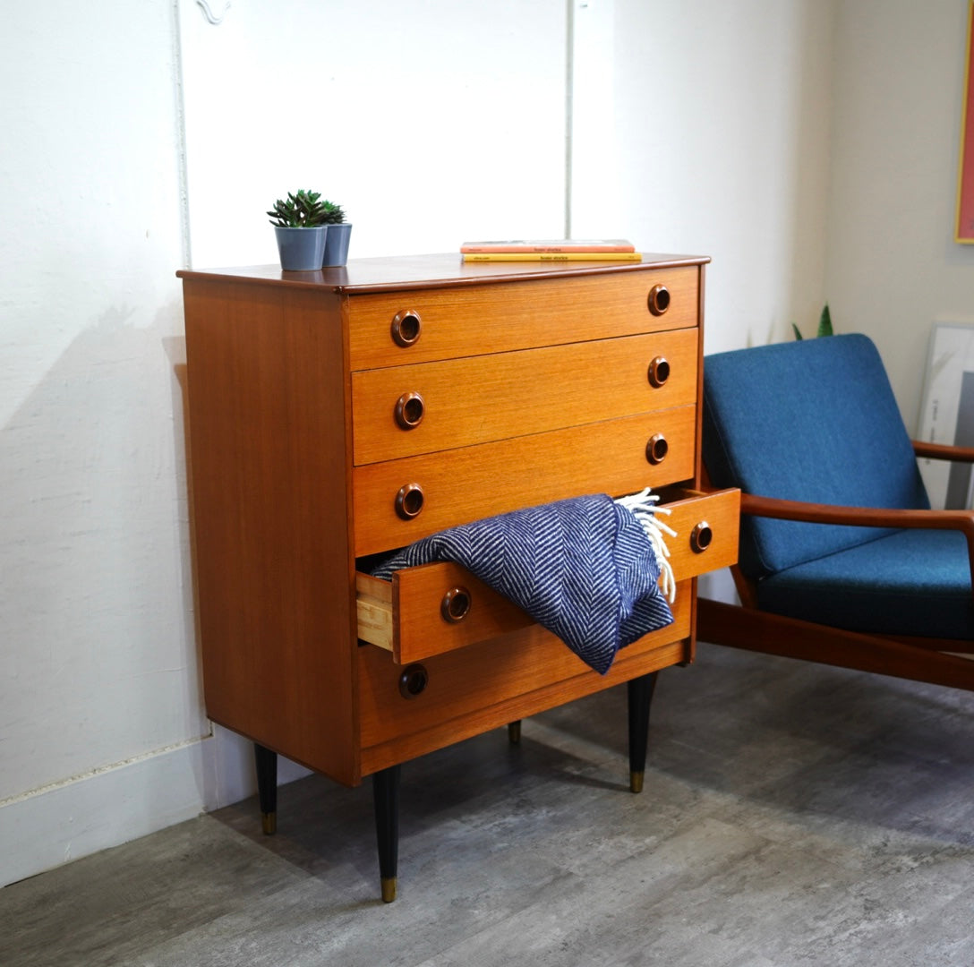 北欧ヴィンテージ 5段 チェスト チーク