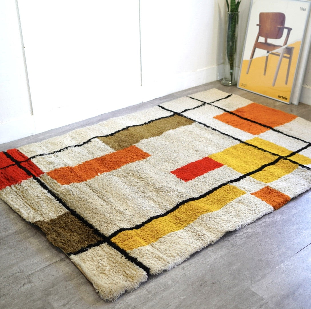 ケーススタディショップ / case study shop モンドリアン柄 ラグマット 196×140