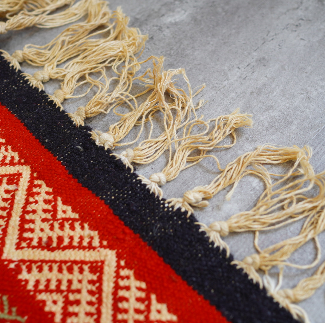 ヴィンテージキリムラグ レッド ウール 136×90 敷物 【9】