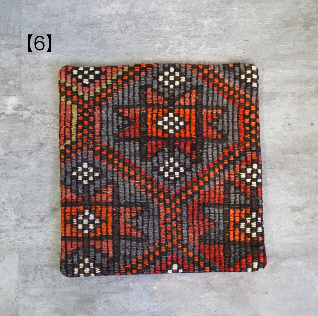 ビンテージラグ　トルコラグ　オールドキリム　クッションカバー40×40 オールドキリム クッションカバー 40×40 中古 織物