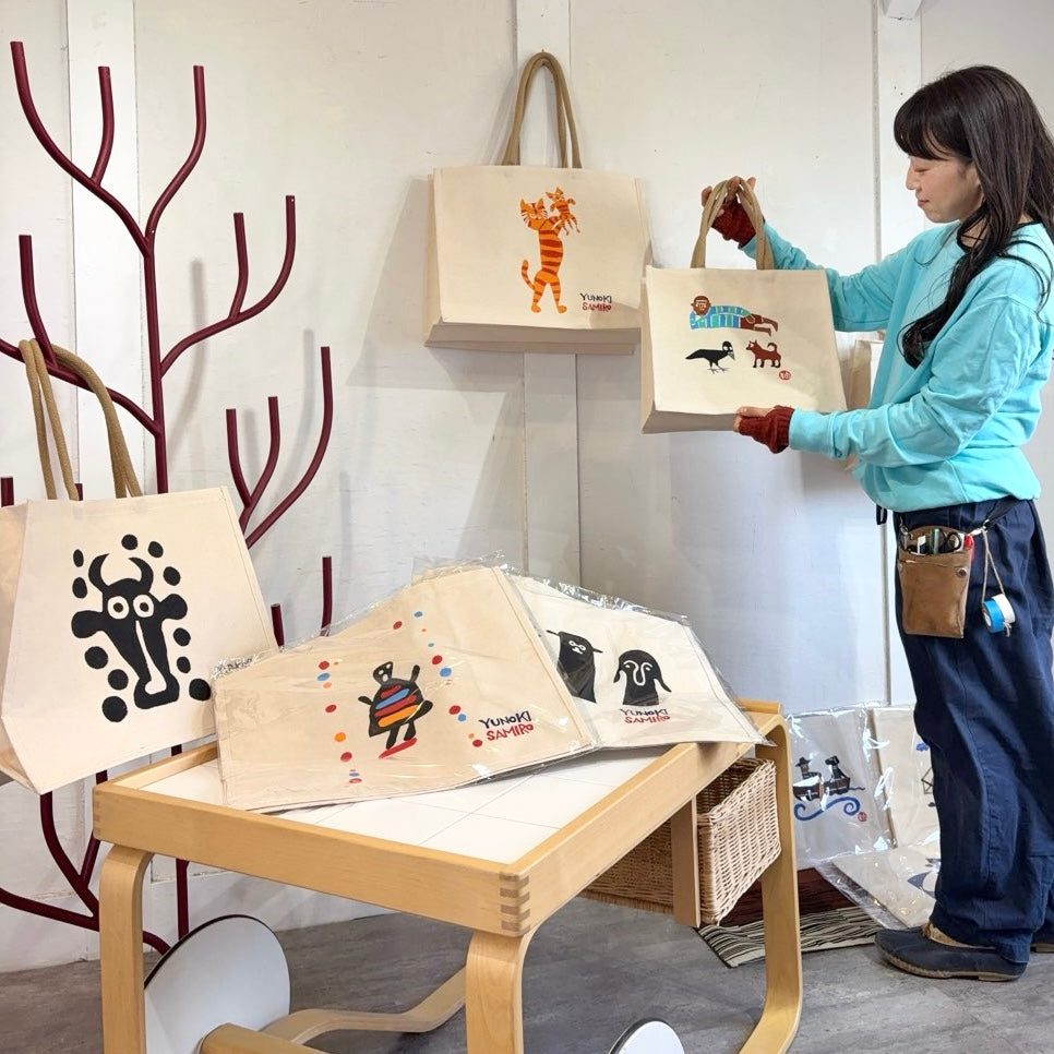 柚木沙弥郎 トートバッグ 【中】人と犬とカラス - Restyle