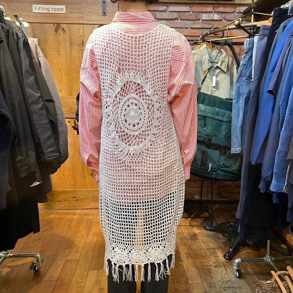 【古着】クロシェ編みカーディガン 白色 ヴィンテージ