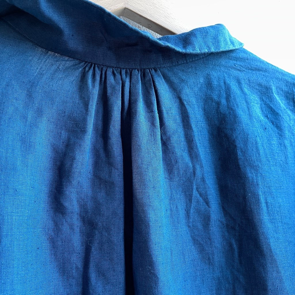 【古着】アトリエナルセ / atelier naruse  リネンファーマーズワンピ / linen farmers one-piece ブルー