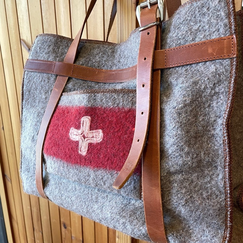 古着】karlen swiss / ウールトートバック スイス軍 ブランケット使用 