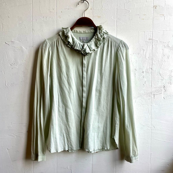 【ファッション通販】の商品をすべて 古着】マーガレットハウエル / MARGARET HOWELL シルク混 フリル トップス