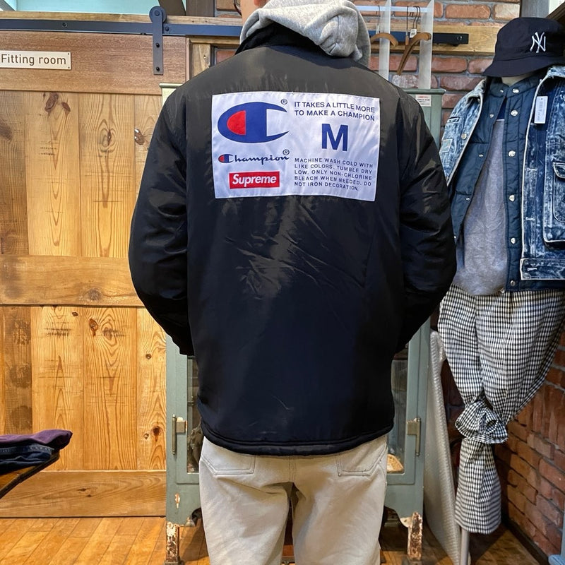 古着】Supreme x champion 18AW コーチジャケット 裏ボア ブラック ア 古着】Supreme x champion 18AW コーチジャケット 裏ボア ブラック ア
