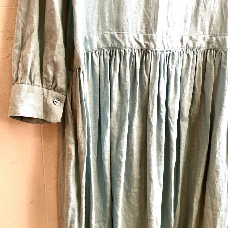 古着】アトリエナルセ atelier naruse リネンシャツギャザーワンピース  