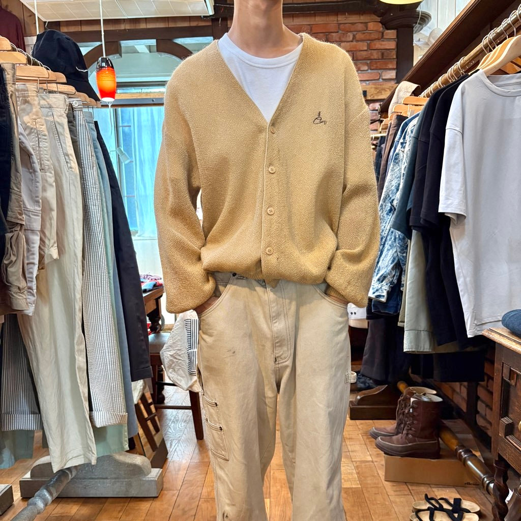 【古着】80's Troy Bros カーディガン ウール ベージュ