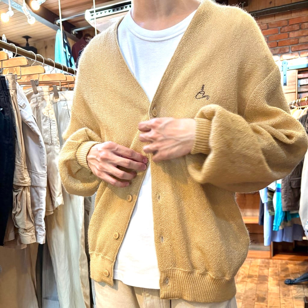 【古着】80's Troy Bros カーディガン ウール ベージュ