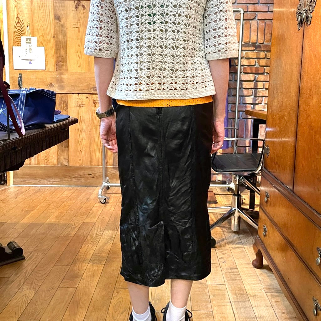 【古着】90s フェイクレザースカート ブラック Leather Skirt