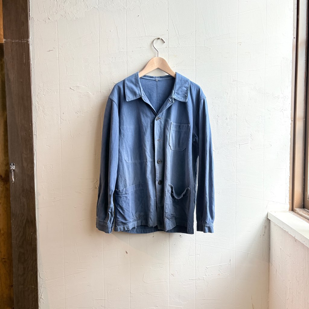 古着】60~70's フレンチワークジャケット ブルー 中古 フェード感