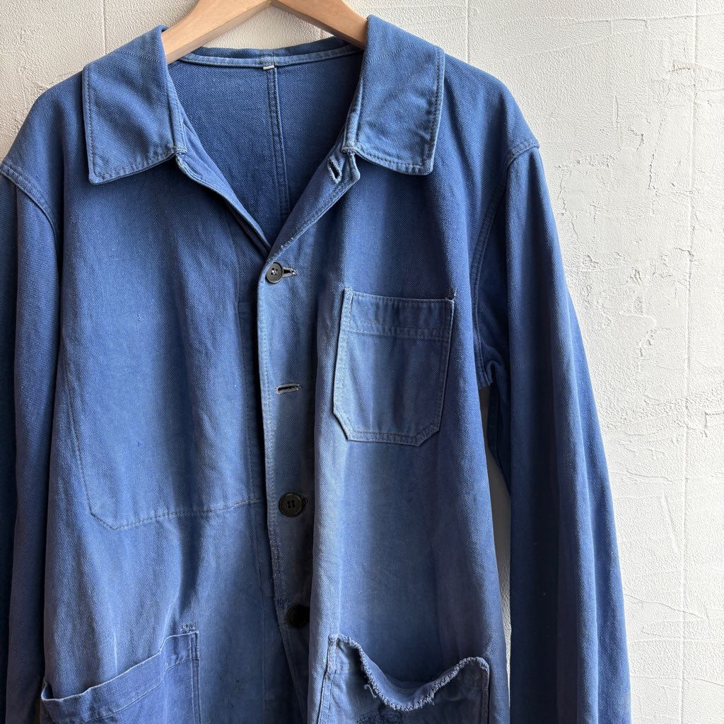 古着】60~70's フレンチワークジャケット ブルー 中古 フェード感