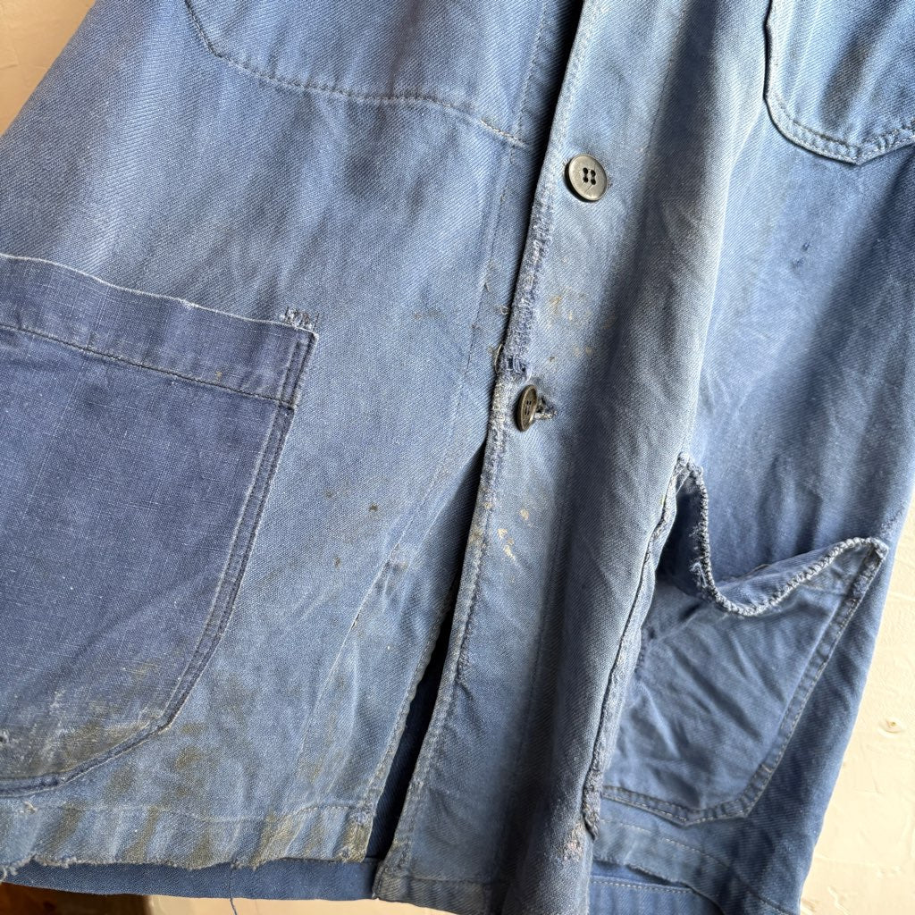 古着】60~70's フレンチワークジャケット ブルー 中古 フェード感