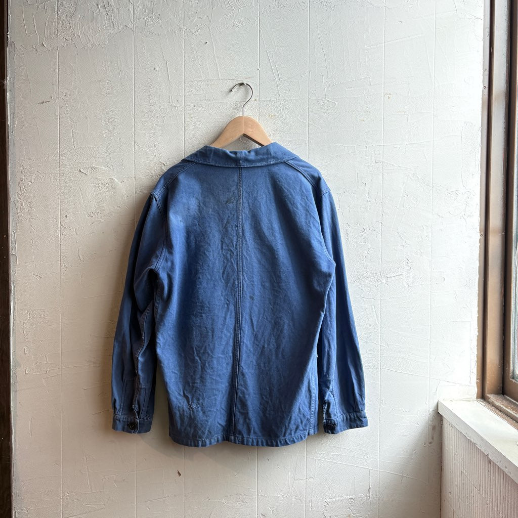 古着】60~70's フレンチワークジャケット ブルー 中古 フェード感