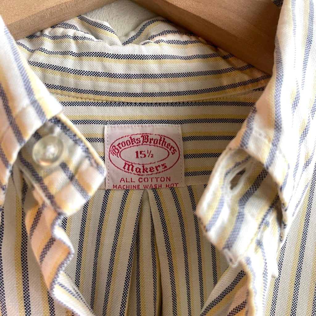 【古着】60s ブルックスブラザーズ / Brooks Brothers  makers ボタンダウン ストライプ 半袖シャツ 6ボタン ヴィンテージ