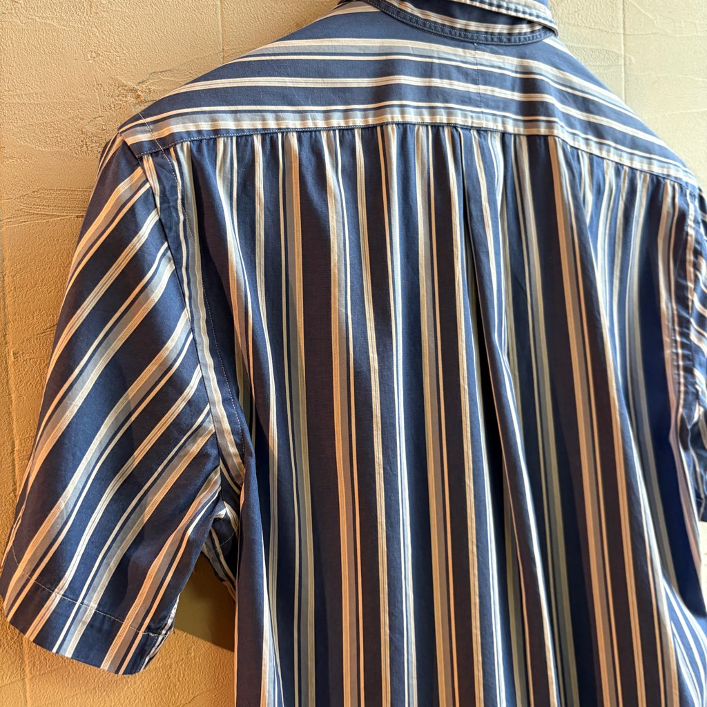 【古着】90‘s ラルフローレン / Ralph Lauren ブルー  ストライプ シャツ 半袖