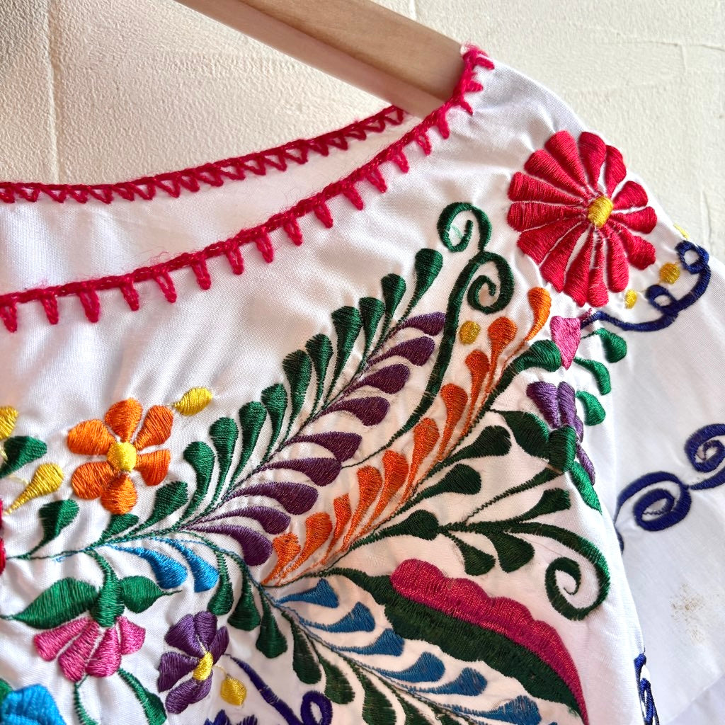 【古着】エスニックシャツ ホワイト レディース 刺繍