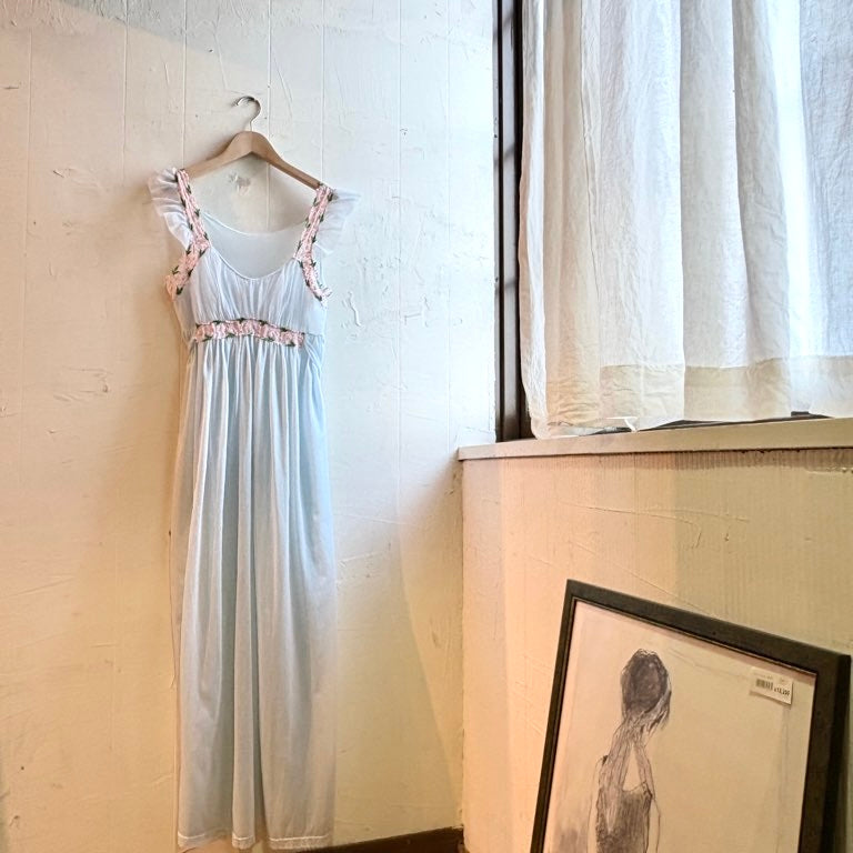 【古着】シースルーワンピース 水色 レディース