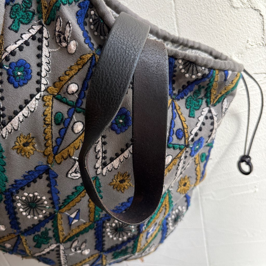 【古着】ミナペルホネン / mina perhonen pear bag フォレストダイヤモンド柄 きんちゃく型