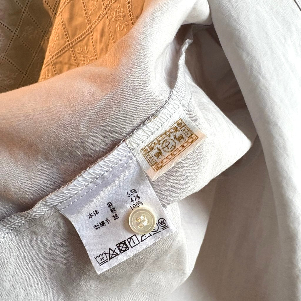 【古着】中川政七商店 刺繍のかさねブラウス 矢来花飾