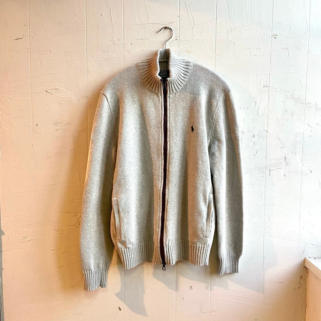 超美品　ラルフローレンのジップアップニット 古着】 ラルフローレン / RALPH LAUREN コットンニットジップアップ